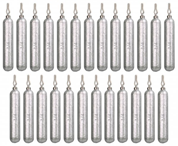 Reaction Tackle Drop Shot Weights for Bass Fishing - Skinny Pencil Sinkers for Drop Shot Rig - Freshwater and Saltwater Finesse Fishing - Silver 1/4 Oz (25-Pack)