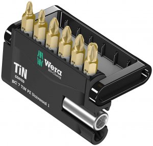Wera 05073538001 Bit Check 7 Pozidriv Bit Set w/Titanium Nitride Coating (7pc)