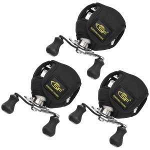 SF Low Profile Casting Reel Cover Black Baitcast Reel Case Pouch Glove Fits 50 100 200 Series Baitcaster 3PCS