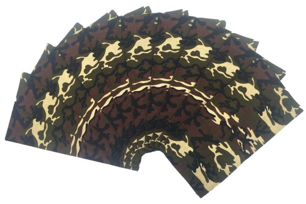 Vamqor 100% Cotton 10 Pack Fine Bandanas(Camouflage)