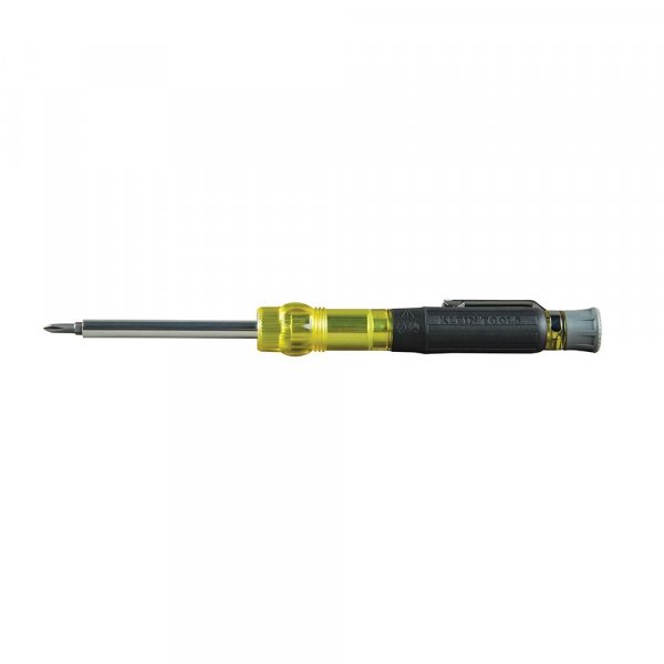 Klein Tools 32613 Multi-Bit Screwdriver, Precision HVAC 3-in-1 Pocket Screwdriver with Phillips, Slotted and Schrader Bits