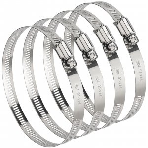 4 Inch (Diameter) Hose Clamp, 304 Stainless Steel Quick-Screw Dryer Vent Clamp, Adjustable 3.5″ to 4.3″ Worm Gear Hose Clamps for Air Ducting, Dust Collection, Automotive, 4 Pack