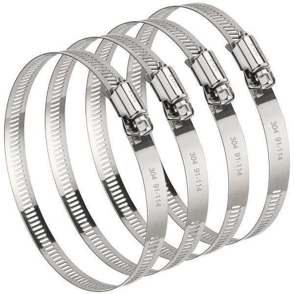4 Inch (Diameter) Hose Clamp, 304 Stainless Steel Quick-Screw Dryer Vent Clamp, Adjustable 3.5″ to 4.3″ Worm Gear Hose Clamps for Air Ducting, Dust Collection, Automotive, 4 Pack