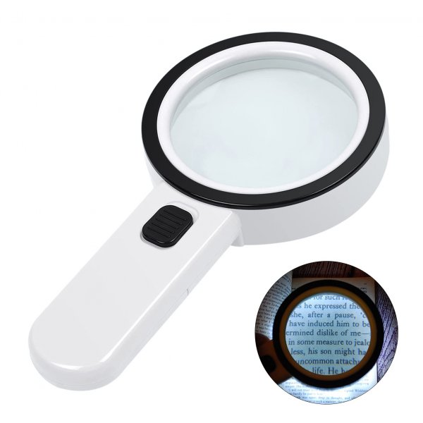 AIXPI Magnifying Glass with Light, Double-Layer Glass Lens Handheld Large Magnifying Glass 12 LED Lighted Magnifier for Seniors Reading, Coins, Jewelry, Close Working