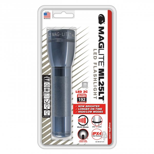 MAGLITE ML25LTS2096 LED 2-Cell C Flashlight, Gray