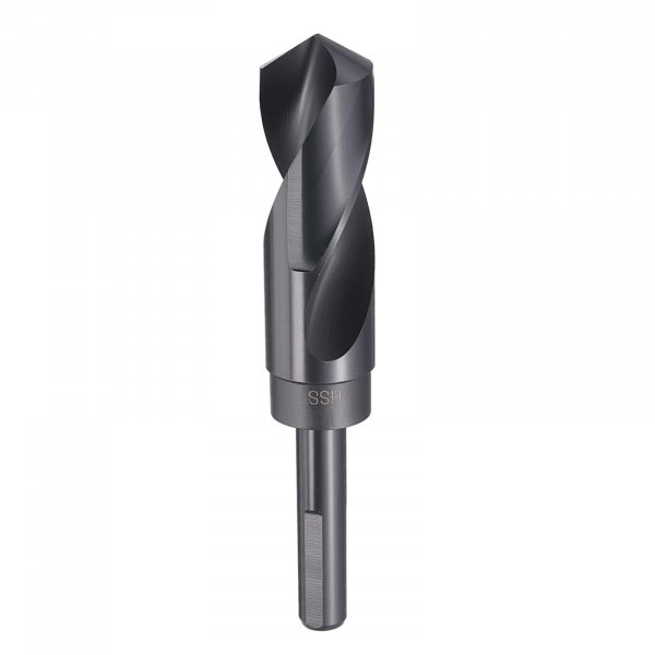HARFINGTON 1-1/16" Drill Bit 1/2" Reduced Shank 3-Flat 4241 High Speed Steel Nitriding Black 118° Standard Point for Plastic Wood Copper Aluminum Iron Medium Soft Metal