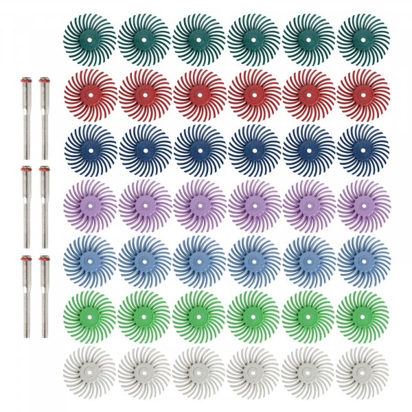 42pcs 1 Inch Radial Bristle Disc Kit with 3mm Shank for Rotary Tools,Detail Abrasive Wheel for Jewelry Wood Metal Polishing, Bristle Wheel with Grit 80-2500