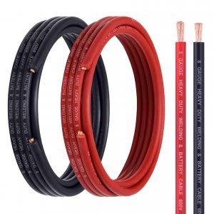 Geosiry 8 Gauge Battery Cable, 15FT Red + 15FT Black 8 AWG Welding Cable, Stranded Oxygen-Free Copper Wire for Automotive, Battery, Solar, Marine and Generator