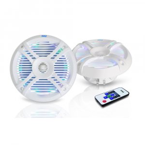 Pyle PLMRX68LEW 6.5''  250 Watt White Marine Speaker pair w/ LED Lights