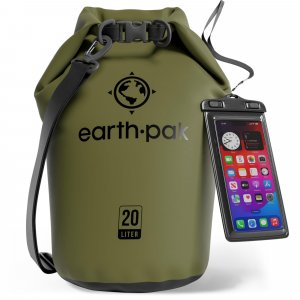 Earth Pak 20L Waterproof Dry Bag - Marine Roll Top Dry Sack for Kayaking