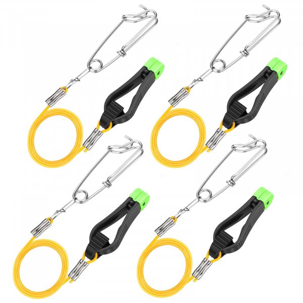 TSV 4PCS Power Grip Line Release - Fishing Down-Rigger Clip with 17" Leader