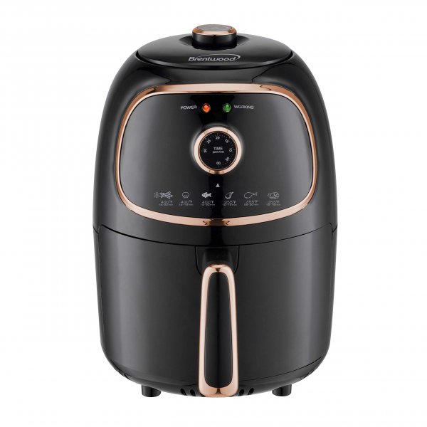 Brentwood App. AF-202BKC 2qt 1200W Air Fryer Timer & Temp. Control Black/Copper