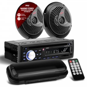 Pyle PLCDBT65MRW Marine CD AM/FM Receiver w/ 2 6.5" Speakers, Cover & BT (White)