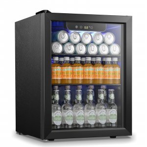 Antarctic Star Beverage Refrigerator Cooler 68 Can, Mini Fridge with Glass Door for Beer Drinks Wine,Freestanding Small Fridge with Electronic Temperature Control for Home and Bar,1.7 cu.ft
