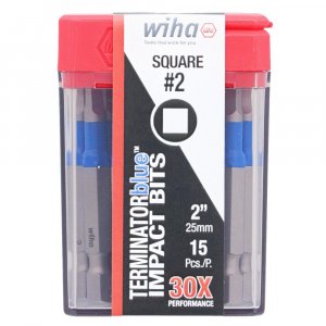 Wiha TerminatorBlue Impact Bit Square #2 - 2 Inch - 15 Pack