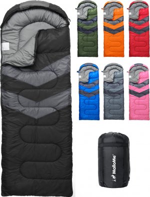 MalloMe Sleeping Bags for Adults Cold Weather & Warm - Backpacking Camping Sleeping Bag for Kids, Girls, Boys - Lightweight Camping Essentials Gear Accessories Hiking Sleep Must Haves Single & Double