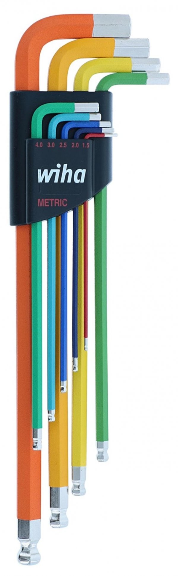 Wiha 66980 Ball End Hex L-Key Set, 9 Piece, Metric, Color Coded, Textured Grip, Includes Holder