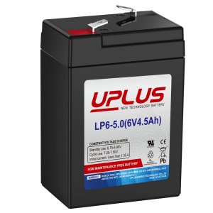 UPLUS 6V 4.5AH Rechargeable Battery, LP6-5.0 SLA AGM Replacement for 5ah batteries, Auto Deer Feeder, Kids Ride ons, Camping Lantern, Quick Pump, Game Hunting Camera, Emergency Lighting, etc.