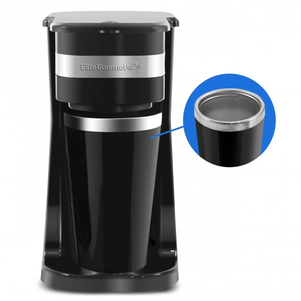 Elite Gourmet EHC111A Personal Single-Serve Compact Coffee Maker, Black