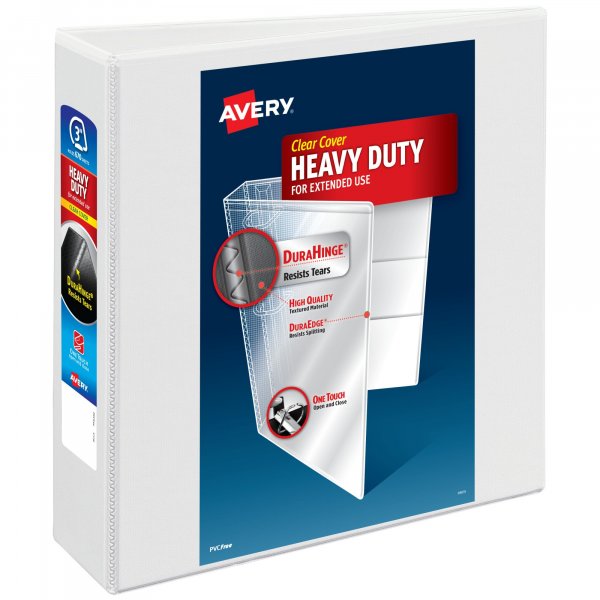 Avery® Heavy-Duty View 3 Ring Binder, 3" EZD® Rings, 1 White Binder