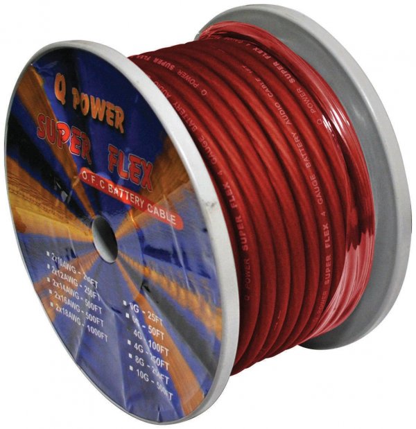 Q Power 4G100RD 4 Gauge 100' ft foot SuperFlex Red Power Ground Wire