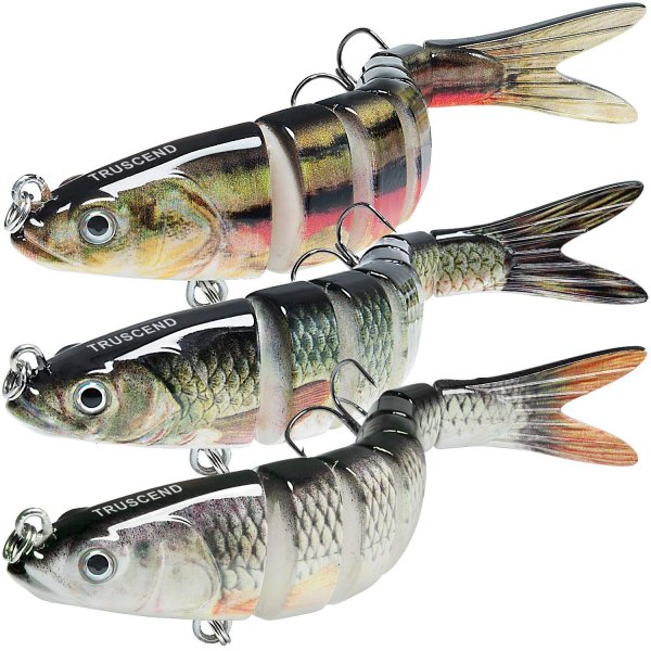 TRUSCEND Swimmax Easy Catch Fishing Lures with BKK Hooks, Wiggling, Vibrating, Rattling and Gurgling for More Bite, Heavy-Duty Dyneema Fiber Jointed Swimbaits for Bass, Trout, Walleye, Crappie, Pike