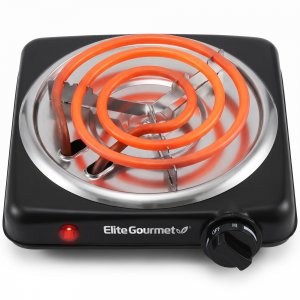 Elite Gourmet ESB200B Single Burner, 1000W Portable Coil Hot Plate, Black