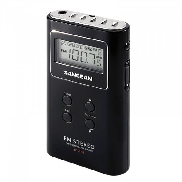 SANGEAN SNGDT180B Portable Pocket AM/FM Digital Clock Radio (Black)