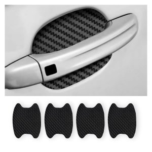 Blilo 4PCS Carbon Fiber Car Door Cup Protector Films, Black