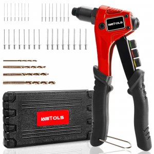 WETOLS Pop Rivet Gun Kit with 200 Blind Rivets,Upgraded Pop Rivet Tool Kit