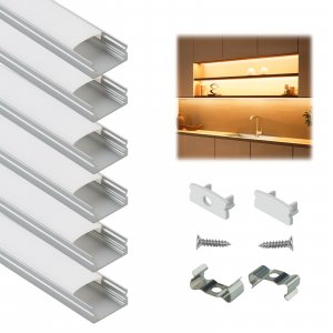 Muzata 6Pack 3.3FT Silver LED Strip Channel with Milky Diffuser U1SW WW