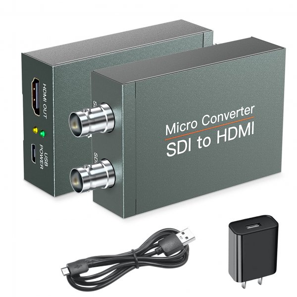 SHUITING SDI to HDMI Converter with SDI Loop Out, 1080p HD-SDI / 3G-SDI/SD-SDI to HDMI Video Audio Converter, BNC to HDMI Adapter for SDI Camera Monitor Projector