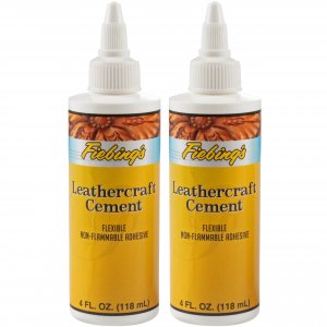 Fiebing's Leathercraft Cement - Leather Glue Adhesive (2 Pack, 4 oz Each) - Quick Drying, High Strength, Flexible, Non-Toxic, Permanent Bonding Leather Repair for Jackets, Shoes, Furniture, Purse