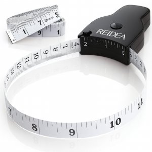 REIDEA Body Measuring Tape 60in (150cm), Ergnomic (Lock Pin/Push-Button Retract), Incl. Bonus Kit (1x 79in Clothing Measure Tape, 1 x 60in Mini Retractable Tape Measure), Black