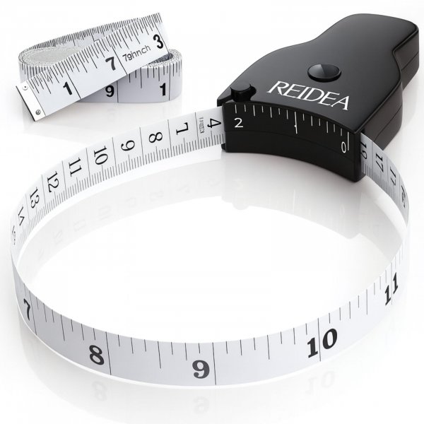 REIDEA Body Measuring Tape 60in (150cm), Ergnomic (Lock Pin/Push-Button Retract), Incl. Bonus Kit (1x 79in Clothing Measure Tape, 1 x 60in Mini Retractable Tape Measure), Black