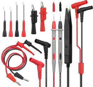 SWANLAKE 11-Piece Multimeter Test Leads Set, CAT III 1000V 20A Multimeter Probes with Alligator Clips, Needle Probe, Banana Plug to Hook Clip, Soft PVC Volt Meter Lead
