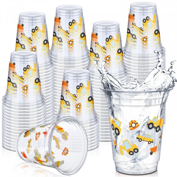 Uiifan 50 Pcs Construction Cups 12 oz Construction Birthday Party Supplies