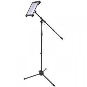 Pyle PMKSPAD1 Multimedia iPad and Microphone Stand - Adjustable to Fit All iPad Models