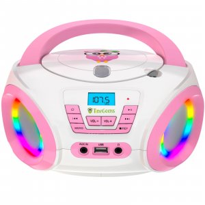 TINYGEEKS Tunes Kids Boombox CD Player for Children - FM Radio - Includes Batteries - Rose Radio - CD Player with Speakers for Children and Toddlers - Rose
