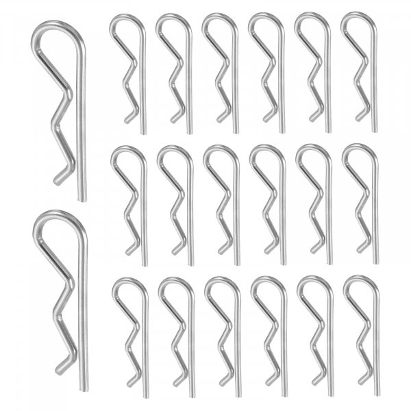 uxcell 20 Pcs Hitch Pin Clip, 2mm x 40mm R Clips 304 Stainless Steel Retaining Wire Hair Pins Cotter Pin Assortment Kit Clips for Trailer Tractors Mower Carts Truck Pin Clip, Silver