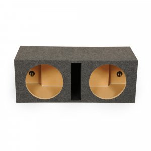 QPower QBASS Dual 12 Inch Car Audio Subwoofer Box, Charcoal Gray Carpet Finish - MDF Woofer Enclosure, Single Slot Port Vent, Deep Bass Sound System for Truck and Stereo