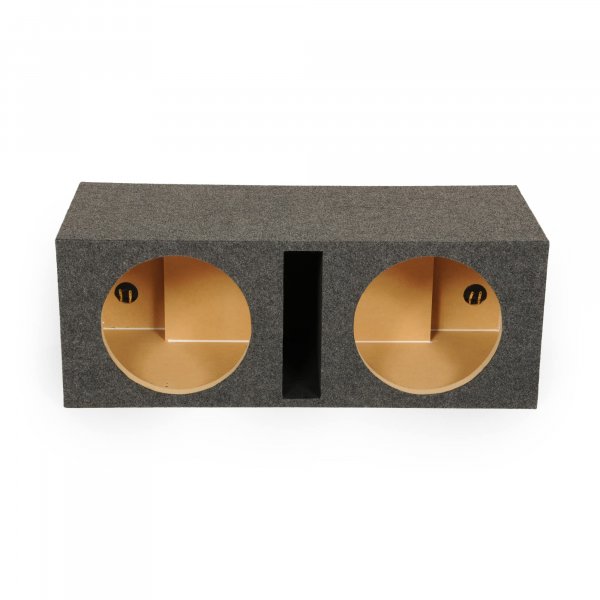 QPower QBASS Dual 12 Inch Car Audio Subwoofer Box, Charcoal Gray Carpet Finish - MDF Woofer Enclosure, Single Slot Port Vent, Deep Bass Sound System for Truck and Stereo