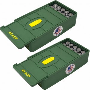Ten Point Gear .45 Ammo Box 50 Round (2 Pack) Stackable Ammo Storage Case Organizer for .45 Long Rifle Ammunition with Secure Lid – Durable Ammo Holder Made in USA