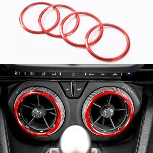 BORUIEN for Camaro Accessories AC Knobs Air Conditioning Outlet Vent Cover Ring Decor for Chevrolet Camaro 2016 2017 2018 2019 2020, Red Interior Accessory Aluminum 4pcs