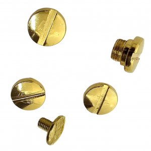 Polished Gold Grip Screws Set for Taurus PT92, PT96, PT57, PT58, PT92C, PT99, PT100, PT101, PT908, PT945 4 Fat Screws & 1 Slim Screw Included