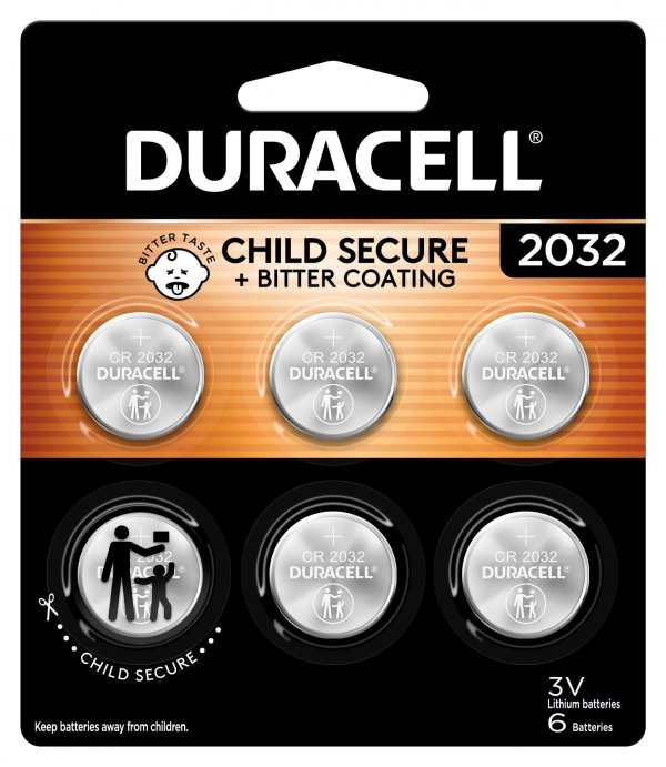 Duracell 2032 Lithium Battery, 6 Count, AirTag & Key Fob, CR2032 3V Cell