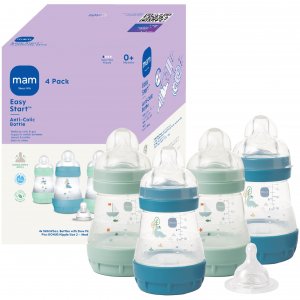 MAM 5oz Easy Start Anti-Colic+ Vented Baby Bottle, 0+ Months, 4 Pack, Boy