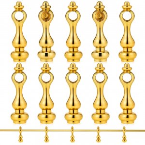 Veemoon 10pcs Shelf Railing Bracket Spindles Connectors, Decorative Gold Metal Spindles Shelves Gallery Rails Railing Post End Caps Connector for Wine Cabinet and Cart Craft Projects (Aperture 6 MM)