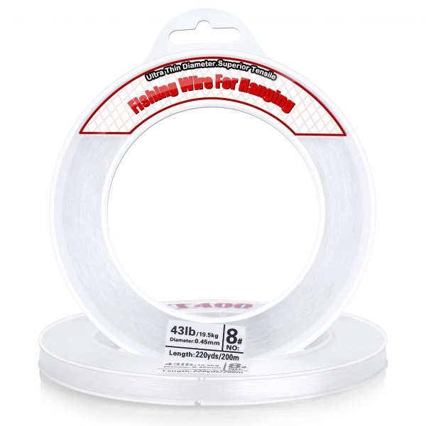 Clear Fishing Wire, Acejoz 656FT Fishing Line Clear Invisible Hanging Wire Strong Nylon String Supports 43 Pounds for Balloon Garland Hanging Decorations