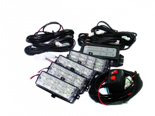 Racesport RS2814LEDWA 4-LED High Power Grill Strobe Kit (White/Amber)